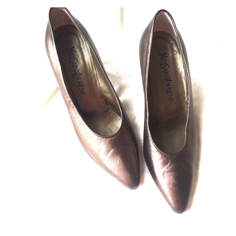 Bronze Yves Saint Laurent heels 7.5 Leather